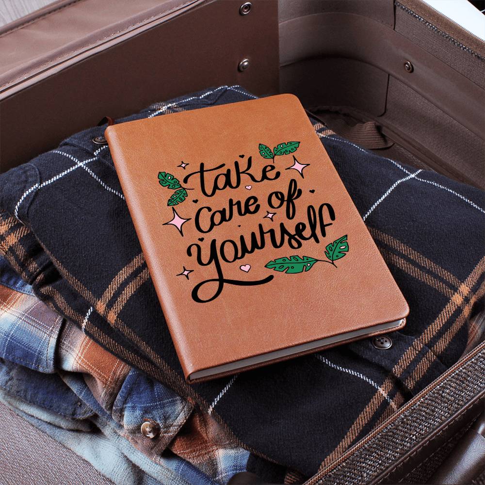 Printed Leather Journal Take Care of Yourself