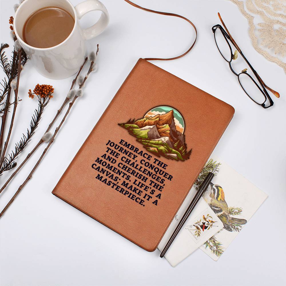 Printed Leather Journal Embrace the journey