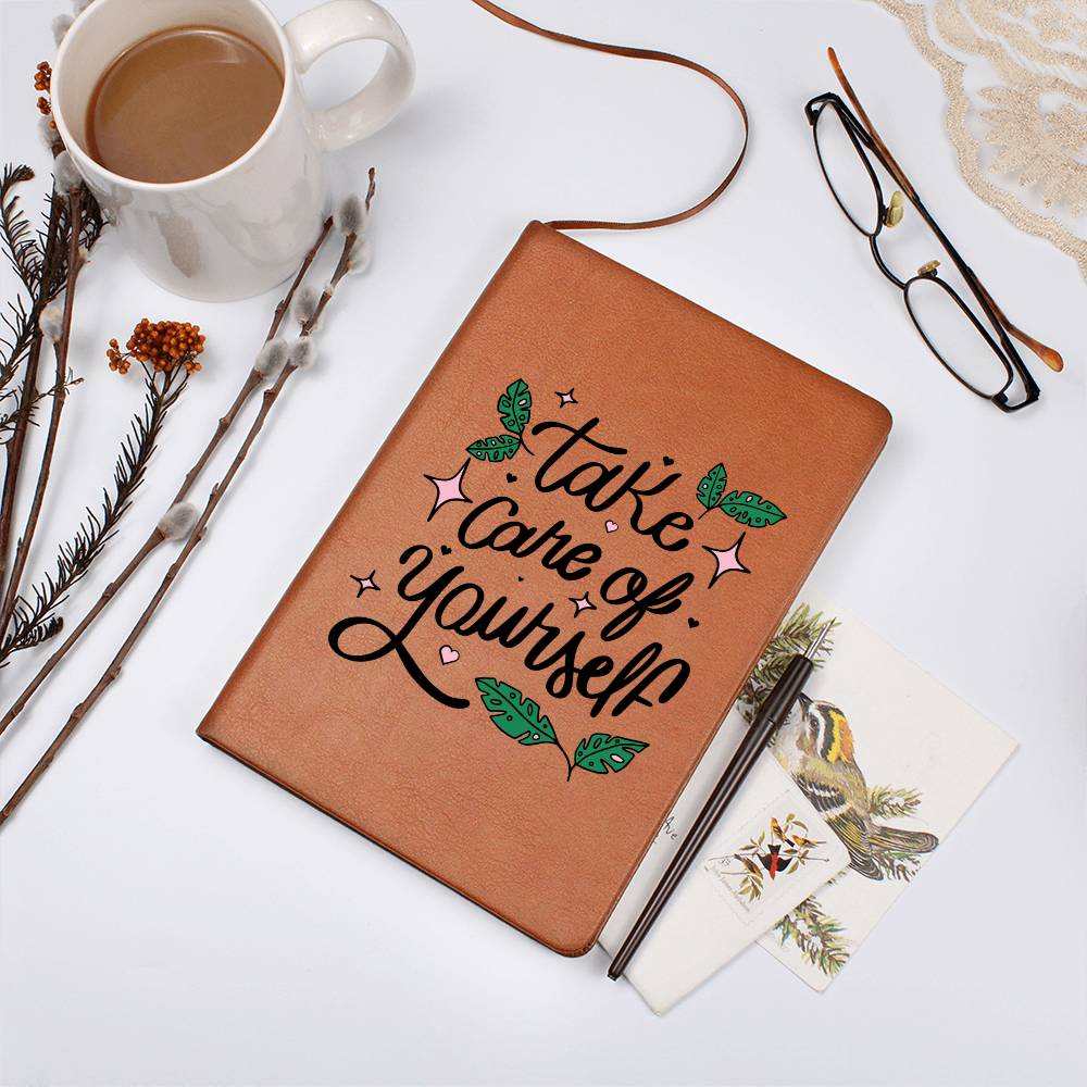 Printed Leather Journal Take Care of Yourself