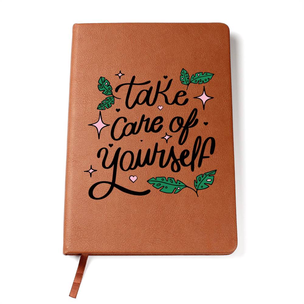 Printed Leather Journal Take Care of Yourself