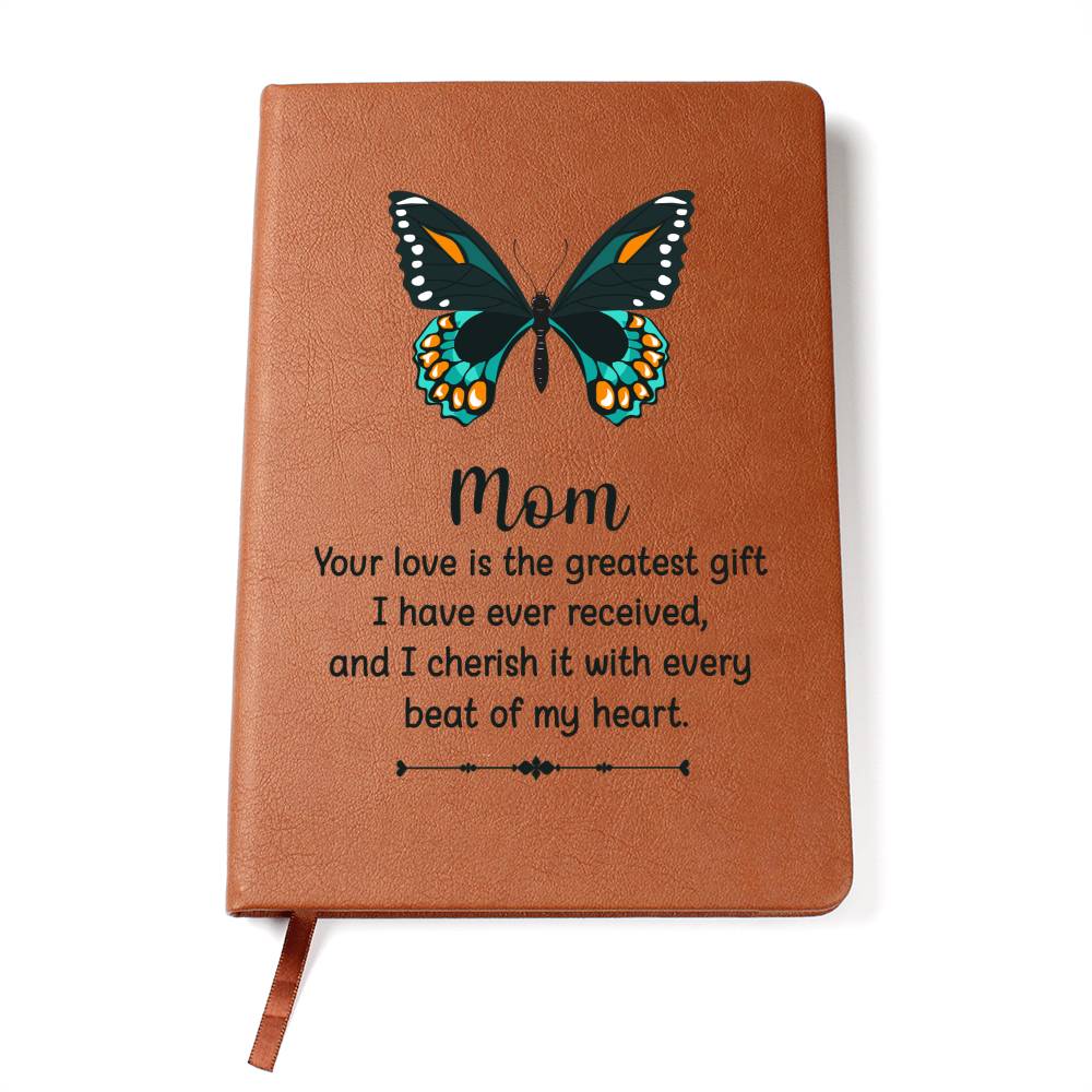 Printed Leather Journal Mom Butterfly