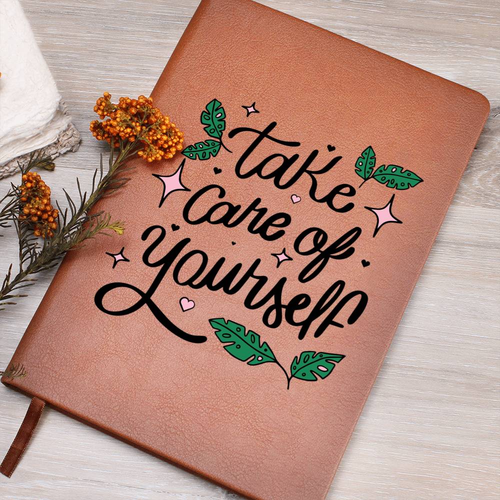 Printed Leather Journal Take Care of Yourself