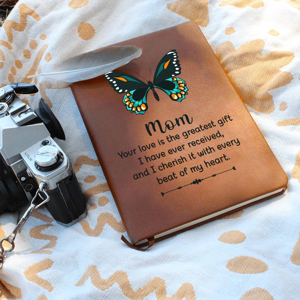 Printed Leather Journal Mom Butterfly