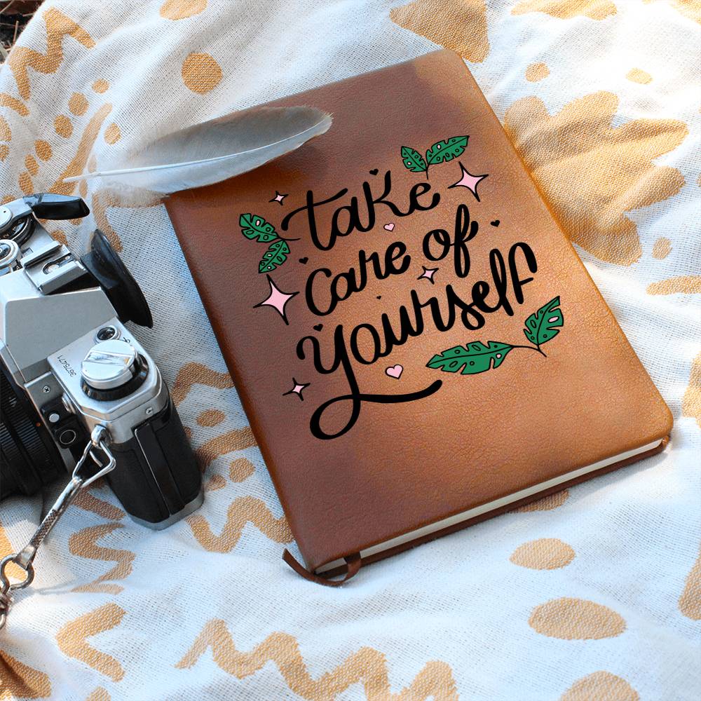 Printed Leather Journal Take Care of Yourself