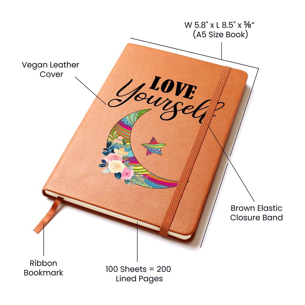 Printed Leather Journal Love Yourself