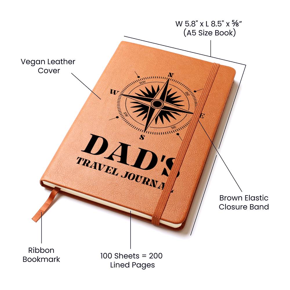 Printed Leather Journal-Dad Travel Journal