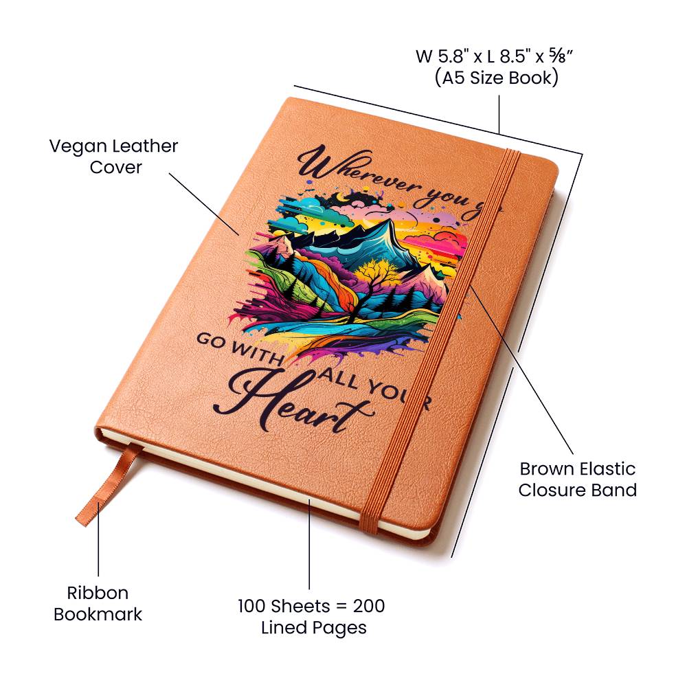 Printed Leather Journal Wherever you go