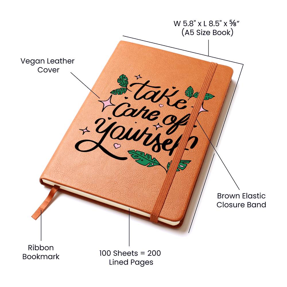 Printed Leather Journal Take Care of Yourself