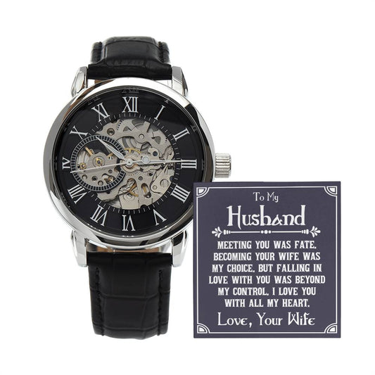 To My Husband - Meeting you was fate, Men's Openwork Watch