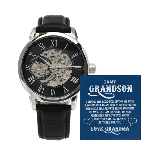 To My GrandSon - I thank The LORD for giving me such, Men's Openwork Watch