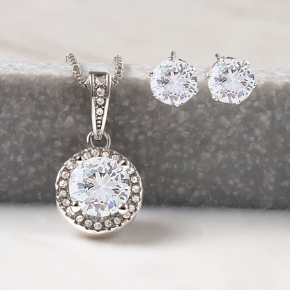 Flowergirl Wedding day Jewellery Gift Set, Eternal Hope Necklace and Cubic Zirconia Earring Set