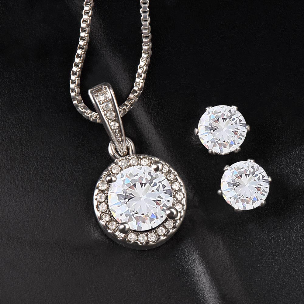 Eternal Hope Necklace and Cubic Zirconia Earring Set To My Best Mom2