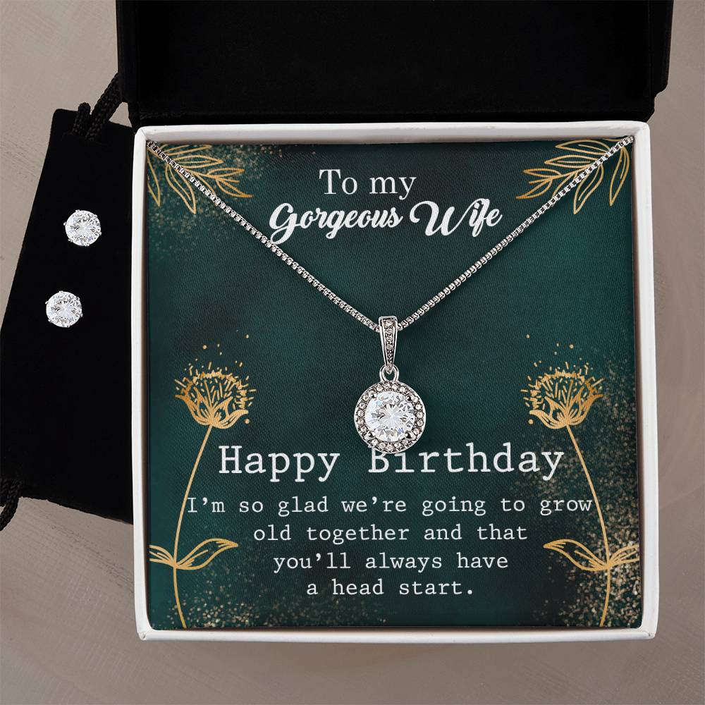 Eternal Hope Necklace and Cubic Zirconia Earring Set To my Gorgous Wife Happy Birthday