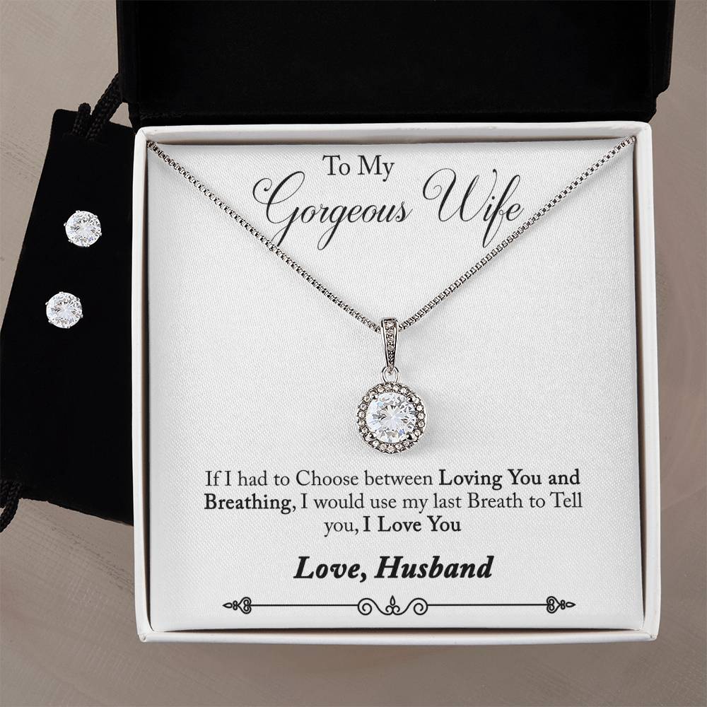 Eternal Hope Necklace and Cubic Zirconia Earring Set Husband to wife final fifth text