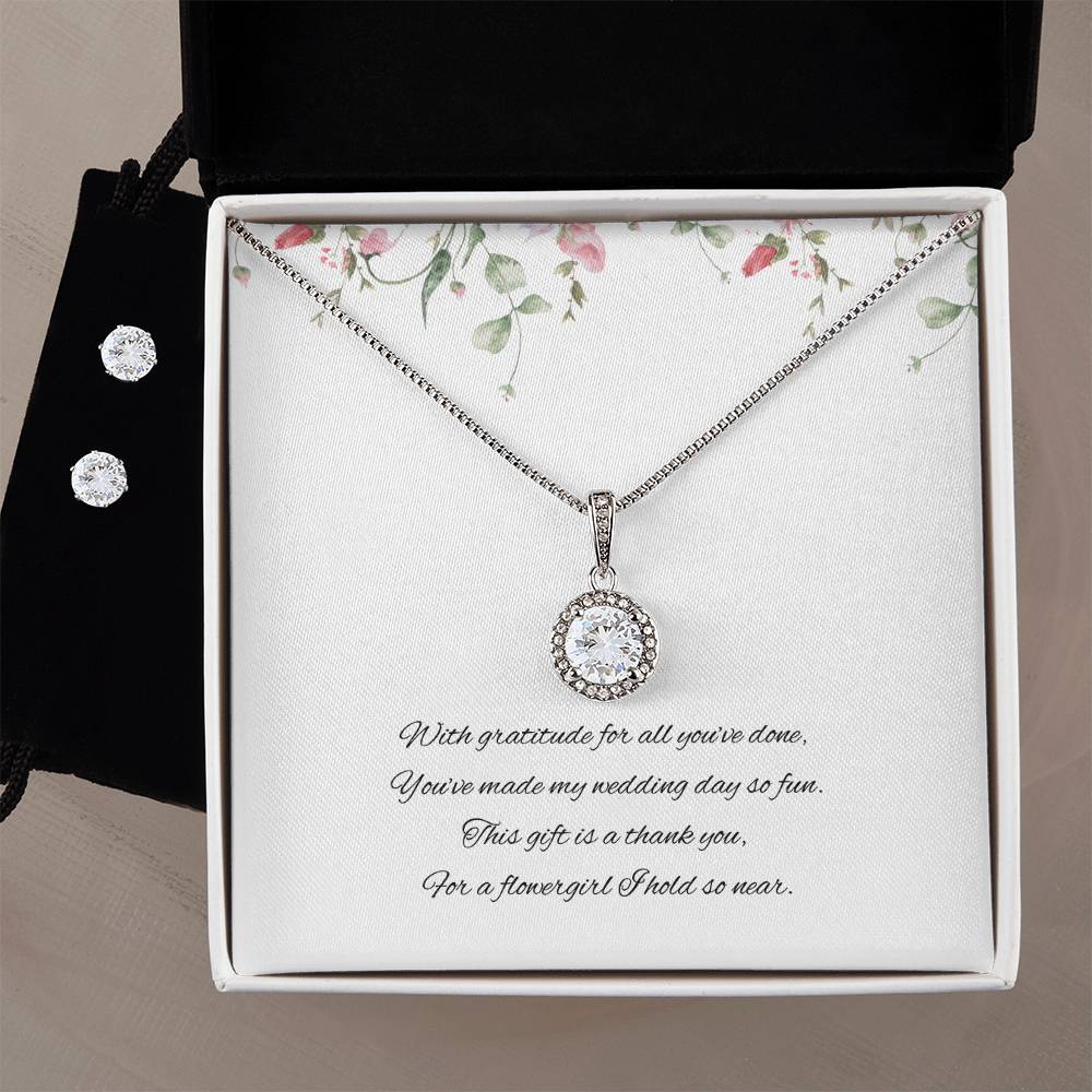 Flowergirl Wedding day Jewellery Gift Set, Eternal Hope Necklace and Cubic Zirconia Earring Set