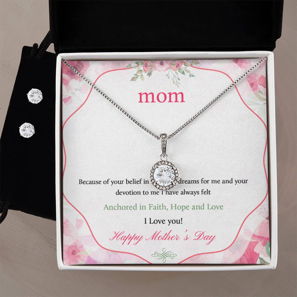 Eternal Hope Necklace and Cubic Zirconia Earring Set Mom Happy Mother's Day