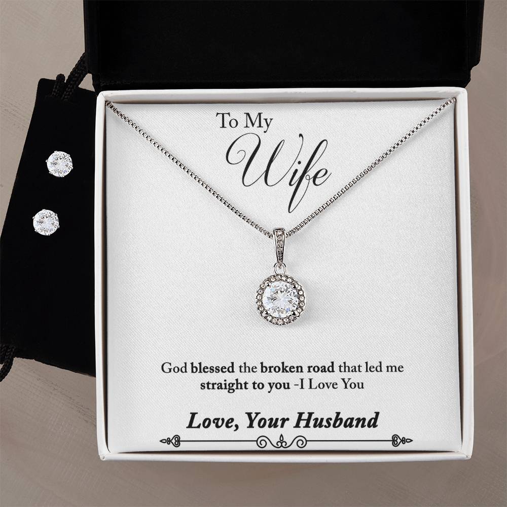 Eternal Hope Necklace and Cubic Zirconia Earring Set Husband to wife final sixth text