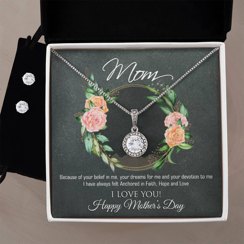 Eternal Hope Necklace and Cubic Zirconia Earring Set Mom, Happy Mothers Day