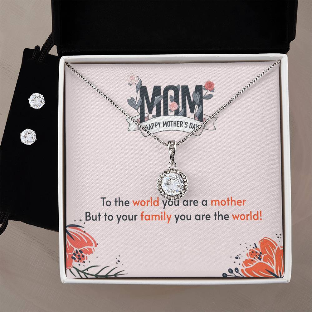 Eternal Hope Necklace and Cubic Zirconia Earring Set to the world you are a mother