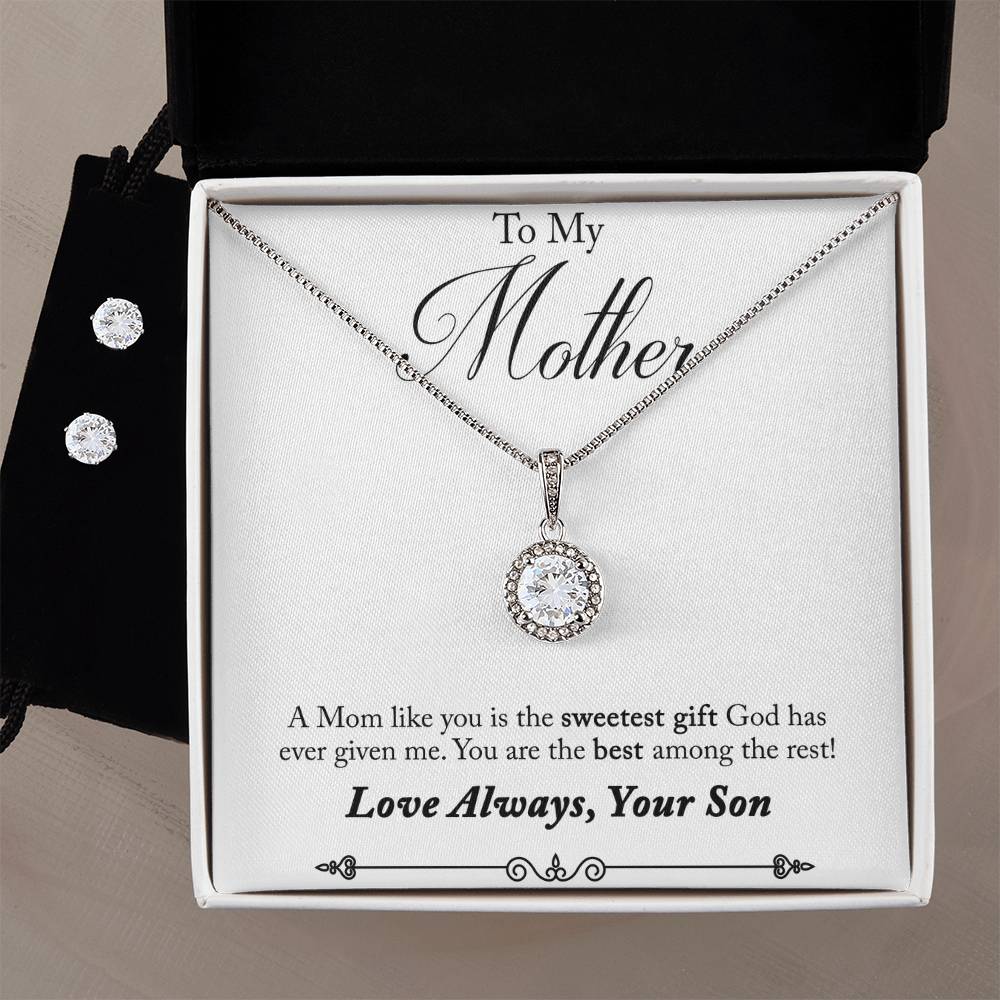 Eternal Hope Necklace and Cubic Zirconia Earring Set Son to mother