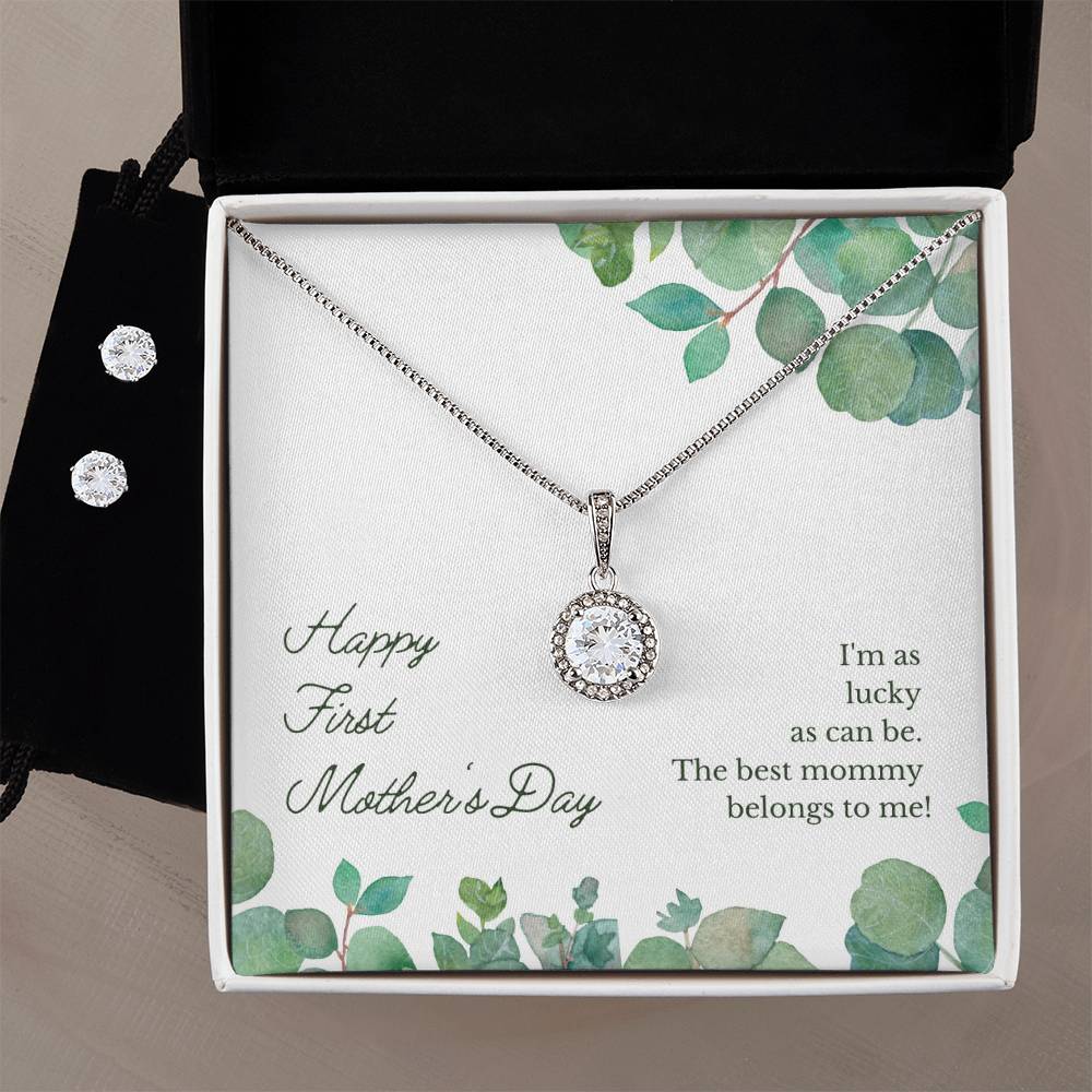 Eternal Hope Necklace and Cubic Zirconia Earring Set Happy First Mother's Day