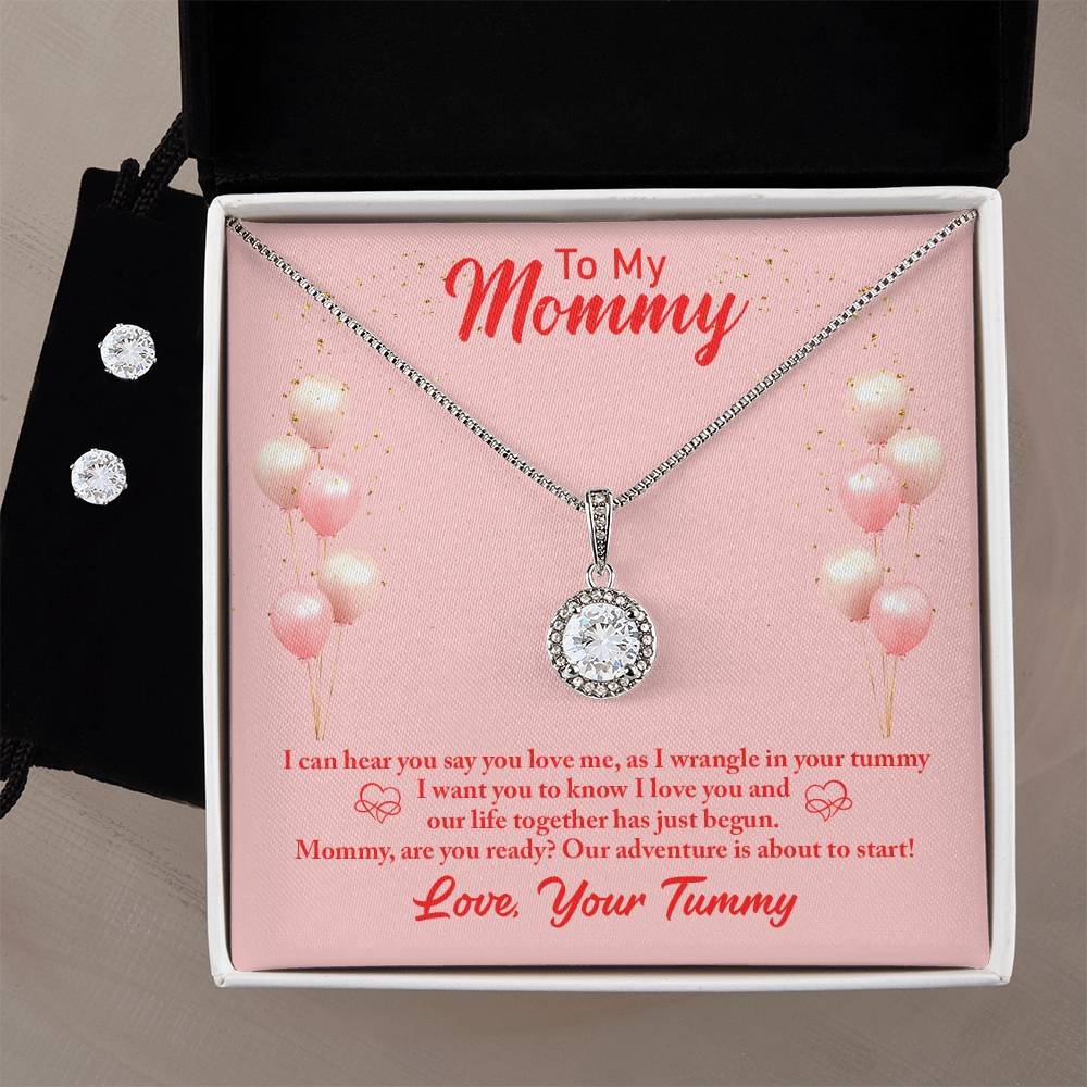 Eternal Hope Necklace and Cubic Zirconia Earring Set Mommy to be-To my mommy-I can hear you