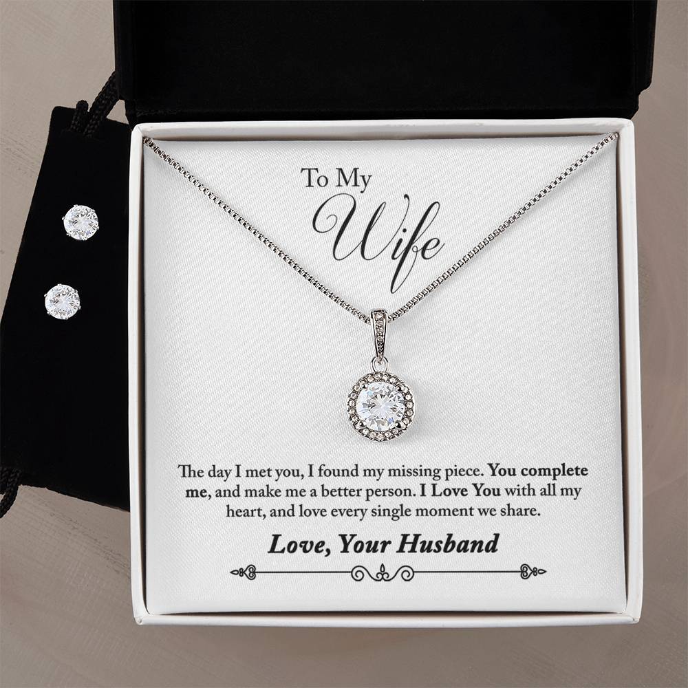 Eternal Hope Necklace and Cubic Zirconia Earring Set To Wife From Husband