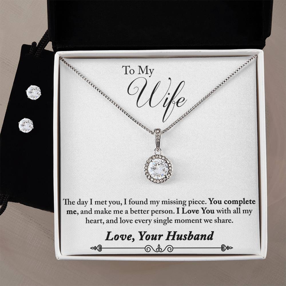 Eternal Hope Necklace and Cubic Zirconia Earring Set Husband to wife final fourth text