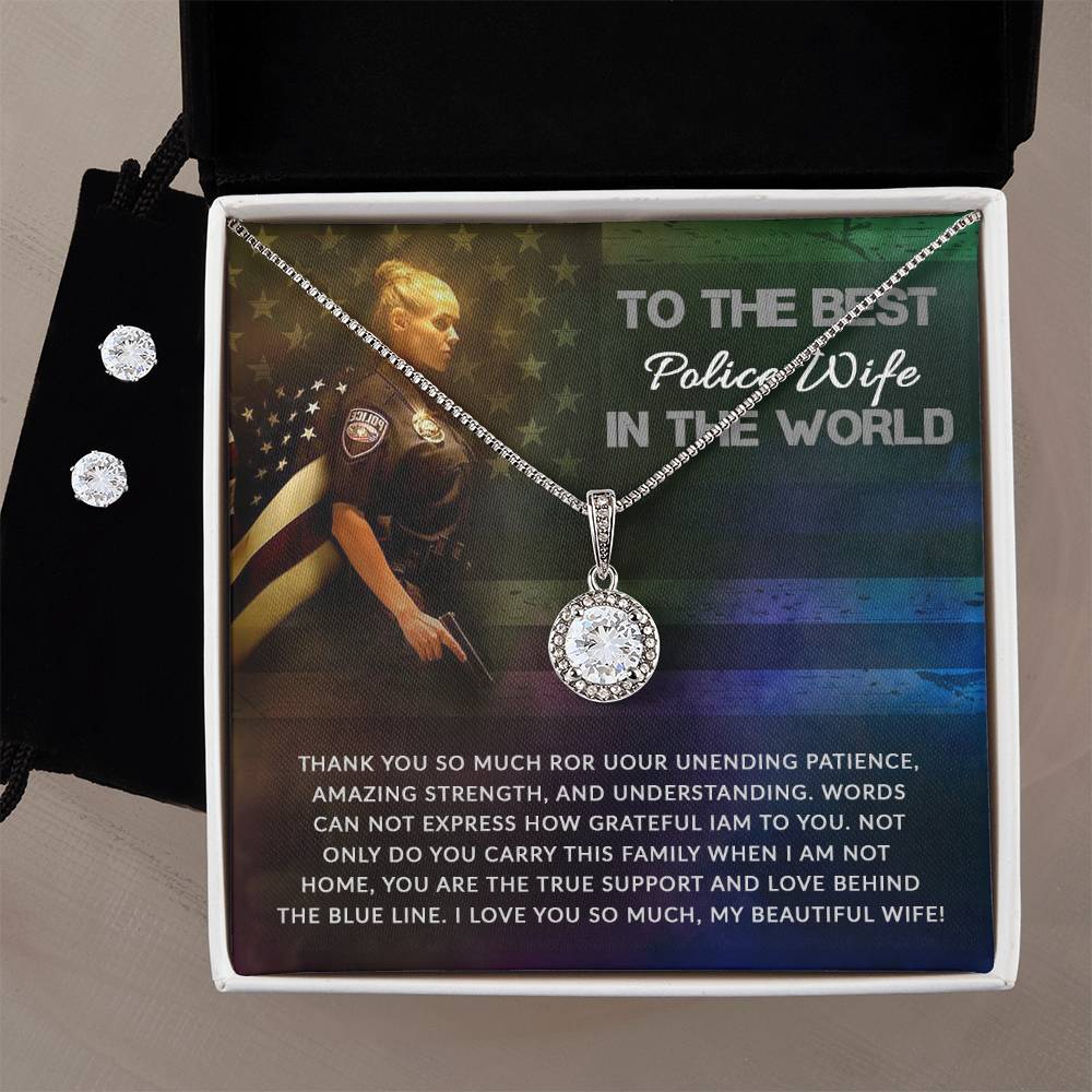 Eternal Hope Necklace and Cubic Zirconia Earring Set To the best police wife