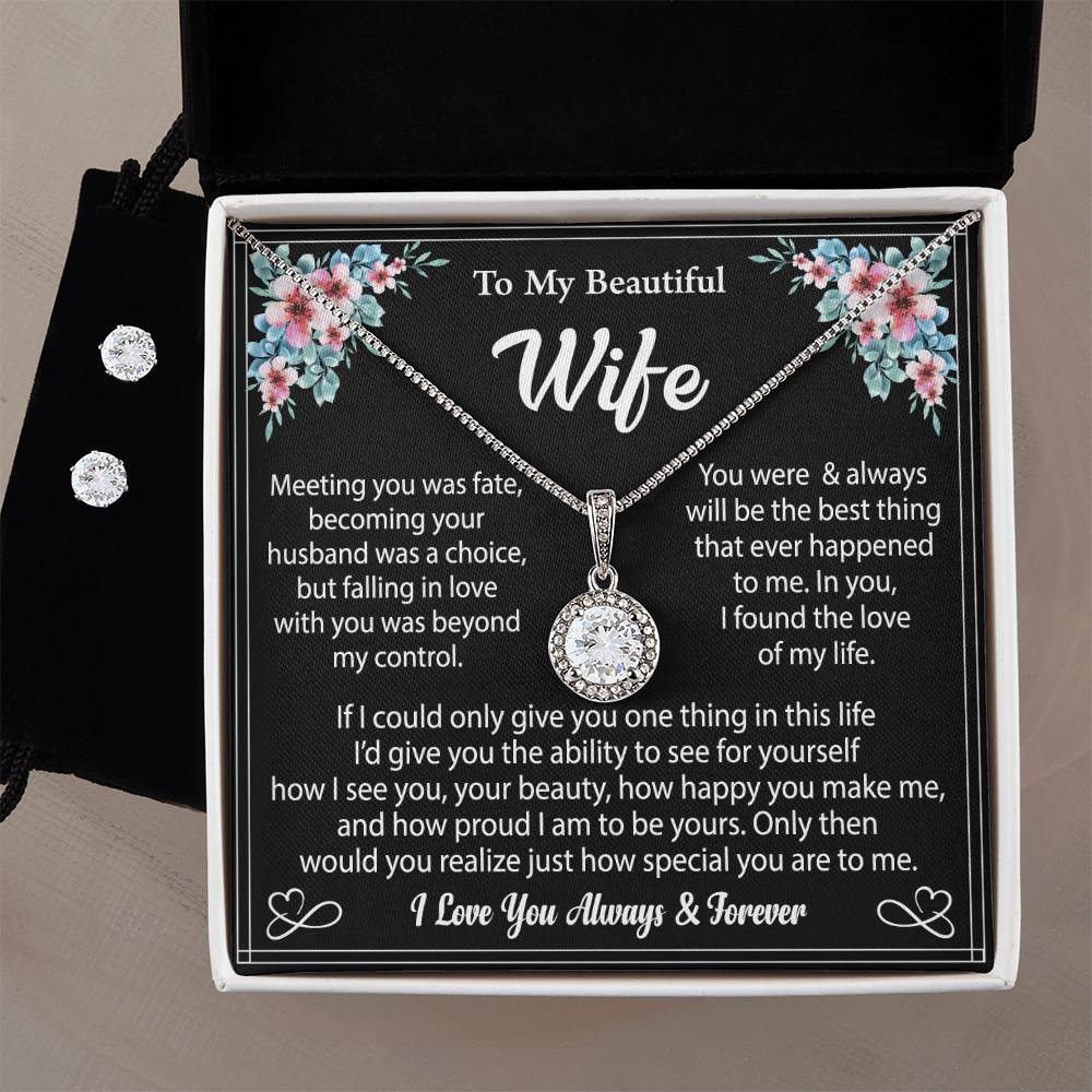 Eternal Hope Necklace and Cubic Zirconia Earring Set To my Beautiful Wife