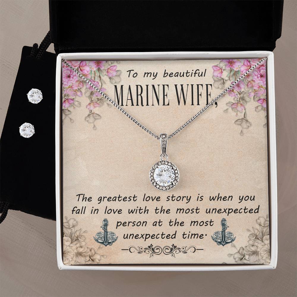 Eternal Hope Necklace and Cubic Zirconia Earring Set To my beautiful Marine wife