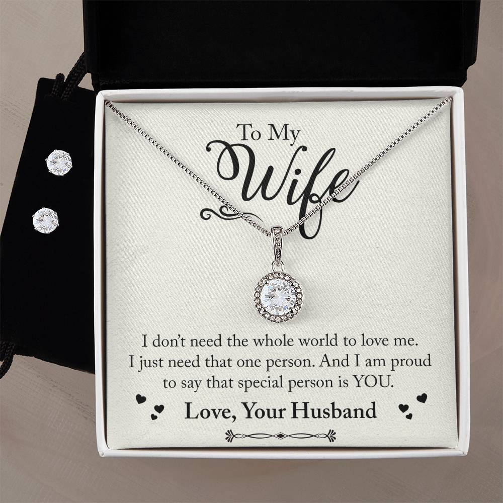 Eternal Hope Necklace and Cubic Zirconia Earring Set To My Wife, Love your husband