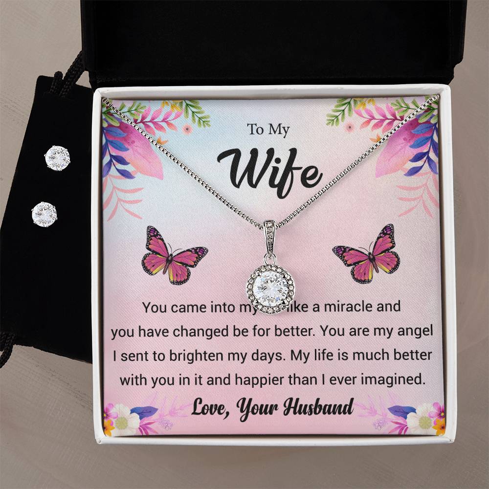 Eternal Hope Necklace and Cubic Zirconia Earring Set To my Wife Love your husband2