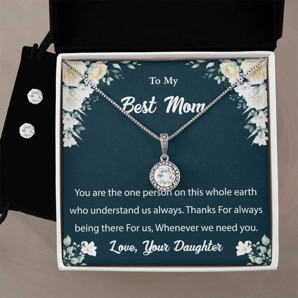 Eternal Hope Necklace and Cubic Zirconia Earring Set To My Best Mom2