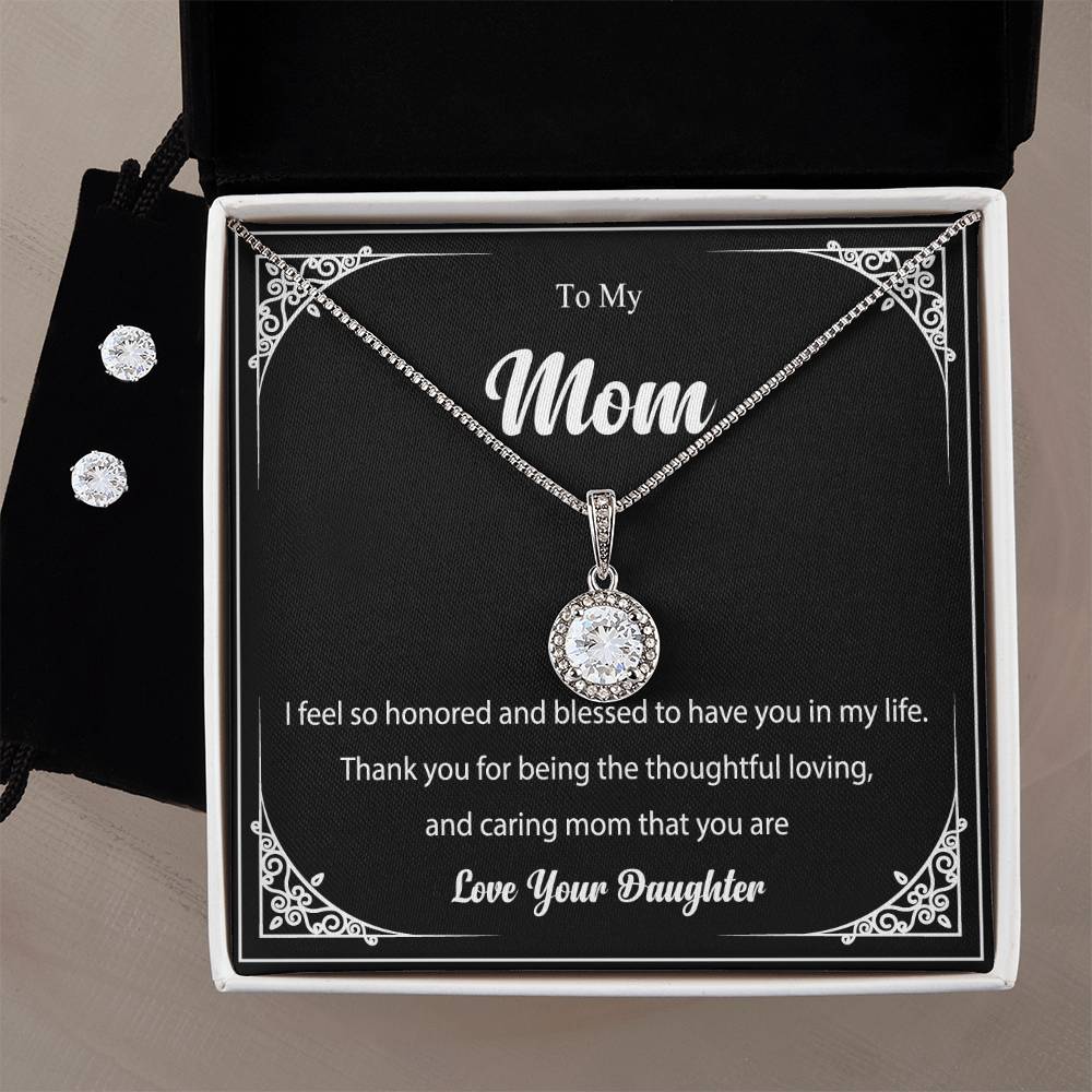 Eternal Hope Necklace and Cubic Zirconia Earring Set To My Mom