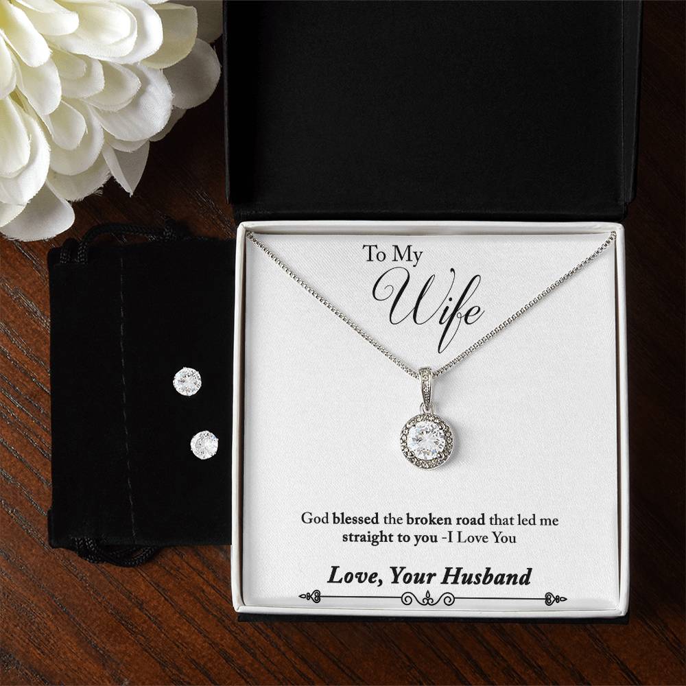 Eternal Hope Necklace and Cubic Zirconia Earring Set Husband to wife final sixth text