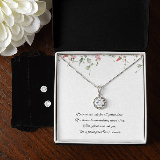 Flowergirl Wedding day Jewellery Gift Set, Eternal Hope Necklace and Cubic Zirconia Earring Set