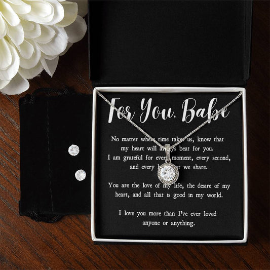 For You, Babe, Eternal Hope Necklace and Cubic Zirconia Earring Set