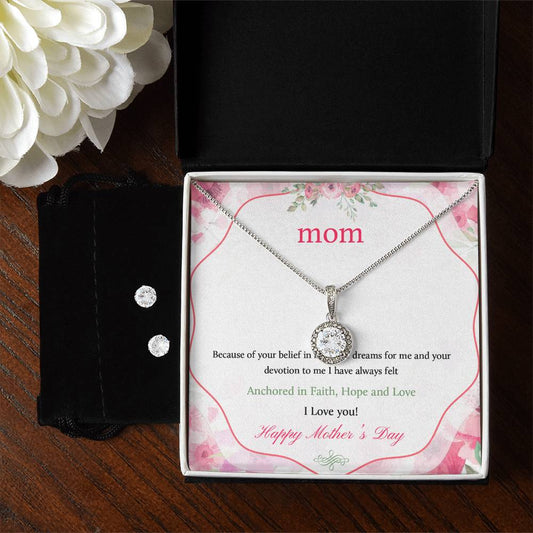 Eternal Hope Necklace and Cubic Zirconia Earring Set Mom Happy Mother's Day