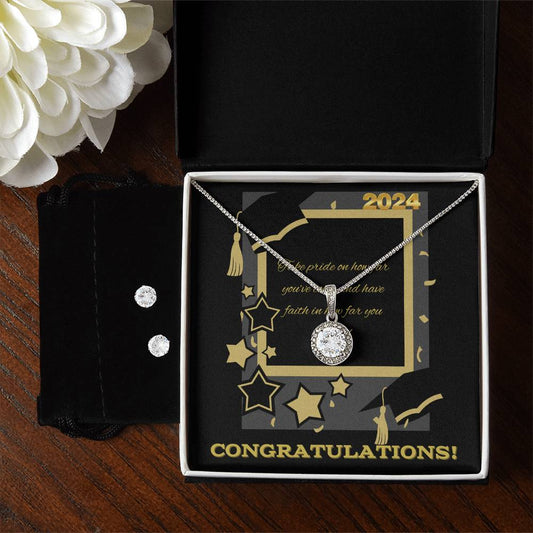 Congratulations, Graduation 2024, Eternal Hope Necklace and Cubic Zirconia Earring Set