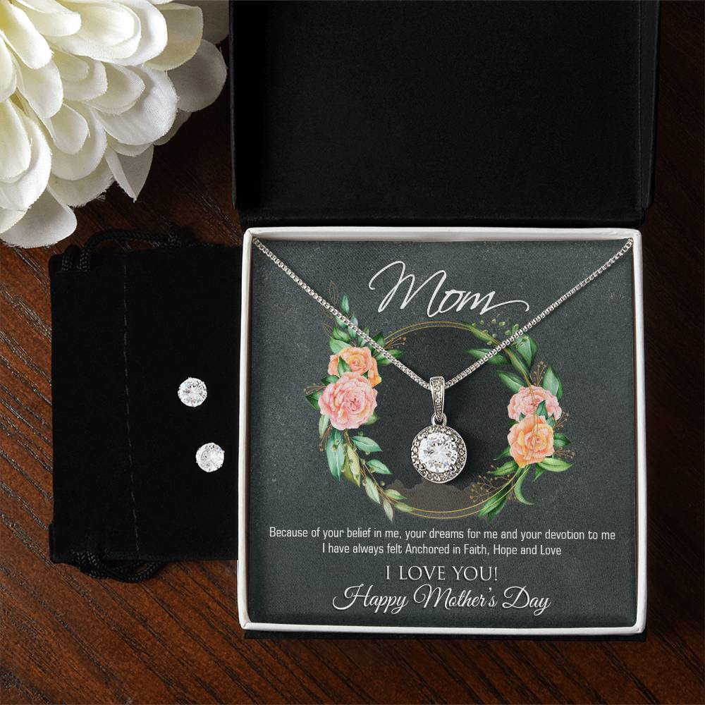 Eternal Hope Necklace and Cubic Zirconia Earring Set Mom, Happy Mothers Day