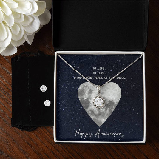 To Life, To Love To Many More Years of Happiness, Eternal Hope Necklace and Cubic Zirconia Earring Set