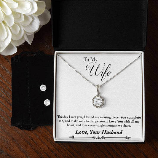 Eternal Hope Necklace and Cubic Zirconia Earring Set Husband to wife final fourth text