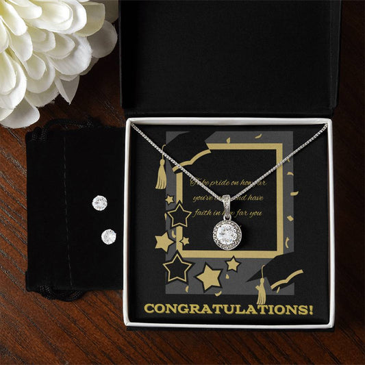 Graduation, Eternal Hope Necklace and Cubic Zirconia Earring Set