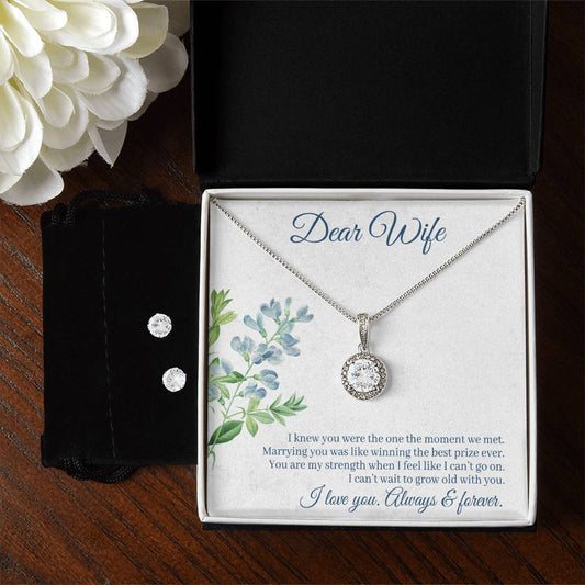 Eternal Hope Necklace and Cubic Zirconia Earring Set Dear Wife I Love you Always and Forever