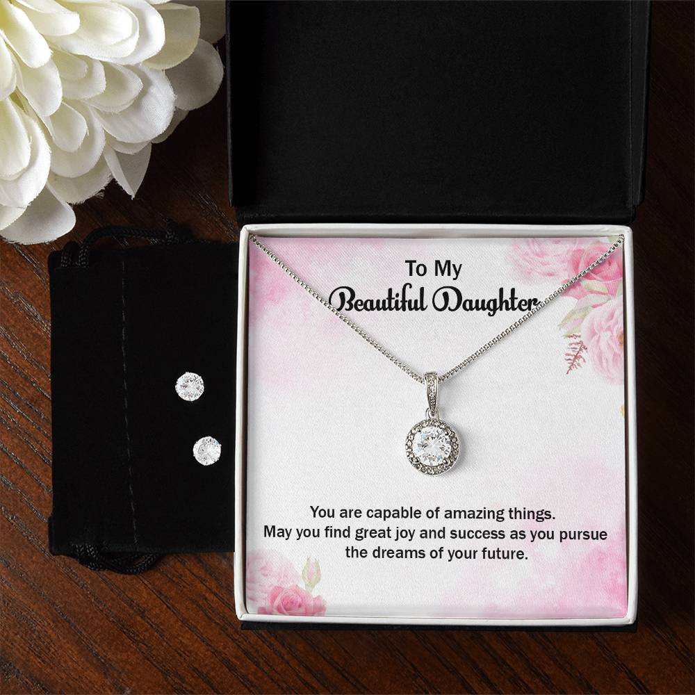 To My Daughter on her Graduation, Eternal Hope Necklace and Cubic Zirconia Earring Set