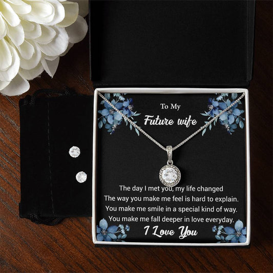 To my Beloved Future Wife, Eternal Hope Necklace and Cubic Zirconia Earring Set