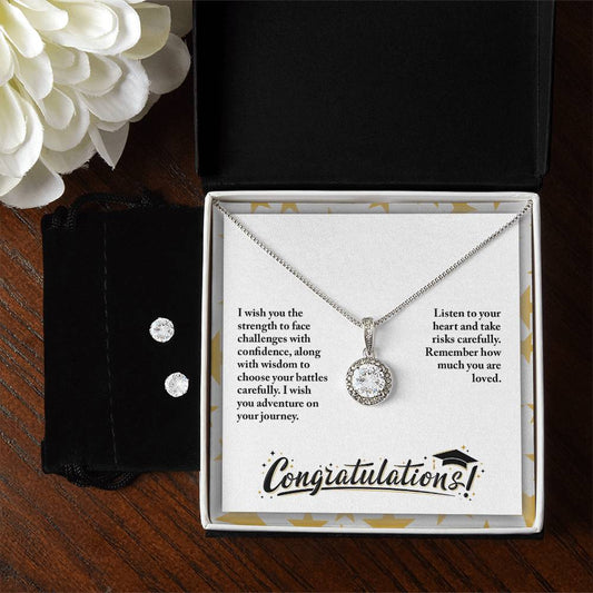 Congratulation-I wish you the strength to face, Eternal Hope Necklace and Cubic Zirconia Earring Set