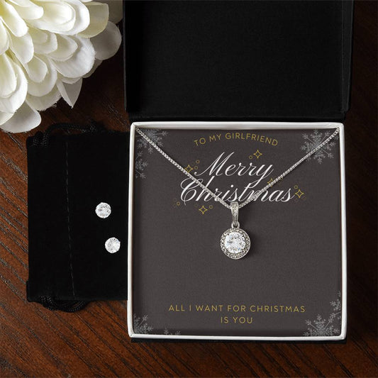 Merry Christmas to my Girlfriend, Eternal Hope Necklace and Cubic Zirconia Earring Set