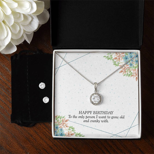 Happy Birthday, Eternal Hope Necklace and Cubic Zirconia Earring Set